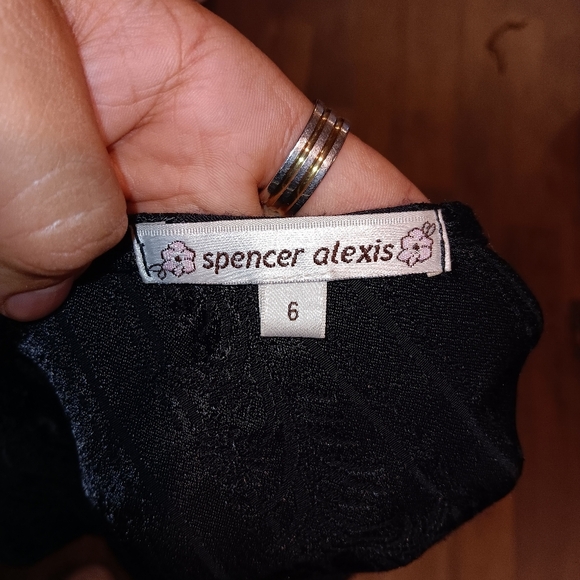 Vintage 90s Spencer Alexis Chic Black Floral Embroidered Blouse Size 6 - Picture 3 of 4